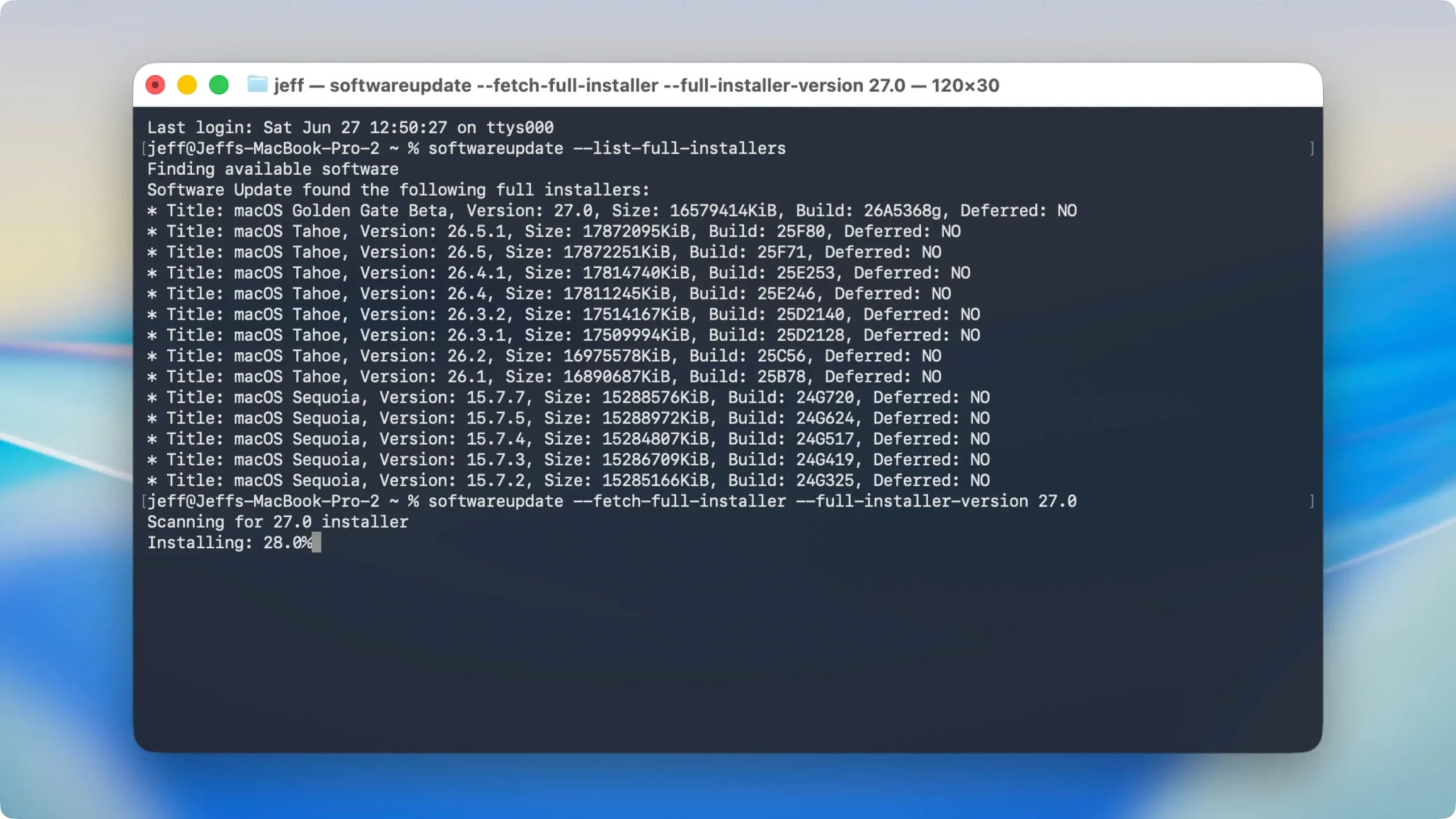 Download macOS Golden Gate installer via Terminal